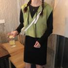 Set: Long-sleeve T-shirt Dress + Hooded Sleeveless Top