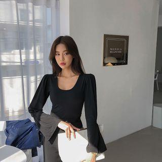 Bell-sleeve Fitted Top