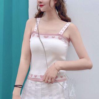 Wide Strap Heart Pattern Top