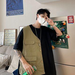 Mock Two-piece Cargo T-shirt