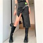 Chain Asymmetrical Midi Pencil Skirt