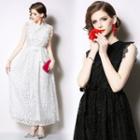 Lace Sleeveless Maxi A-line Dress