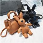 Set: Faux Leather Handbag + Faux Leather Rabbit Doll