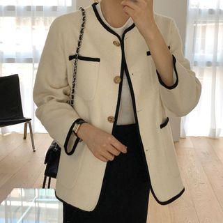Contrast-trim Button-up Jacket