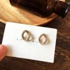 Rhinestone Alloy Hoop Earring 1 Pair - Earrings - Gold - One Size