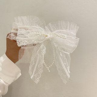 Bow Mesh Hair Clip White - One Size