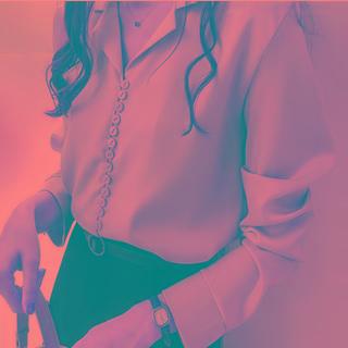 Long-sleeve V-neck Button-up Blouse