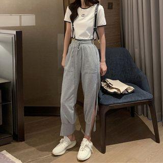 Contrast Trim Short-sleeve T-shirt / Sweatpants