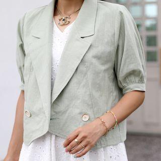 Puff-sleeve Cropped Blazer