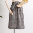 Paperbag High-waist Wool Midi Skirt