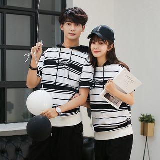 Couple Matching Short-sleeve Hooded T-shirt