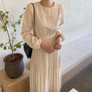 Bow Back Long-sleeve Midi Shift Dress