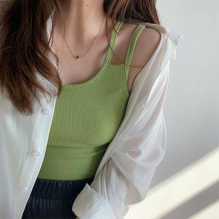 Double Strap Ribbed Camisole Top