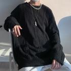 Plain Long-sleeve Loose Fit Sweater