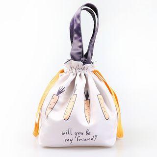 Strawberry Print Drawstring Lunch Bag