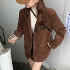Corduroy Single Button Blazer / A-line Skirt