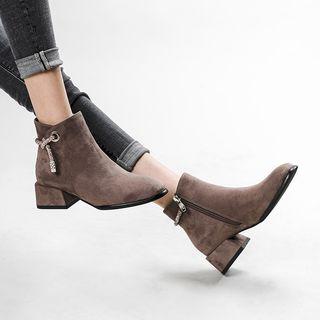 Embellished Knotted Block Heel Short Boots