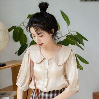 Elbow-sleeve Doll-collar Blouse