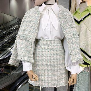 Set: Tweed Jacket + Mini Straight-fit Skirt