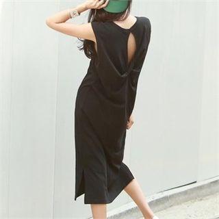 Twisted Slit-back Lettering Tank Dress