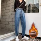 Fleece-lined High-waist Harem Jeans