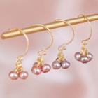 Natural Pearl Pull Through Earring 925 Silver - Pink Bead - Gold - One Size