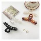 Clear Small Flower Faux Pearl Hair Claw
