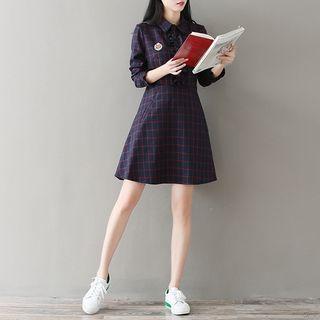 Frilled Check A-line Dress