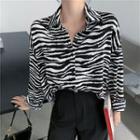 Zebra Print Loose-fit Blouse As Shown In Figure - One Size