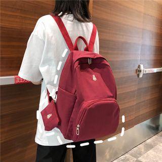 Set: Embroidered Rabbit Nylon Backpack + Pouch