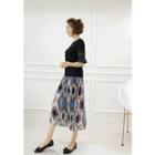 Patterned Accordion-pleat Long Skirt