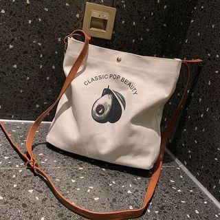 Avocado Print Canvas Crossbody Bag White - One Size