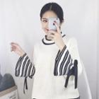 Stripe Panel Long-sleeve Knit Sweater