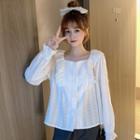 Eyelet Bell-sleeve Blouse
