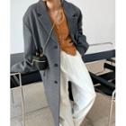 Single-breasted Woolen Coat Gray - One Size