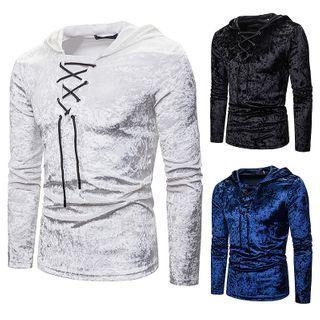 Lace-up Velvet Hoodie