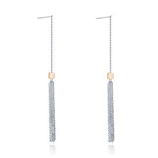 925 Sterling Silver Cz Tassel Threader Earrings