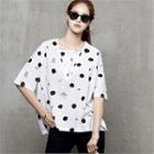 Drop-shoulder Polka-dot Top