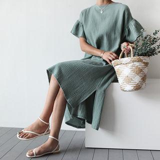 Ruffle-trim Dip-back Dress