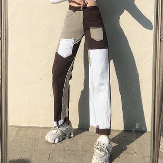 Color Block Straight Leg Jeans