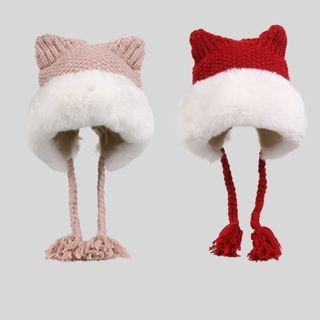 Fluffy Panel Cat Ear Beanie