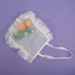 Frill-trim Mesh Shopper Bag