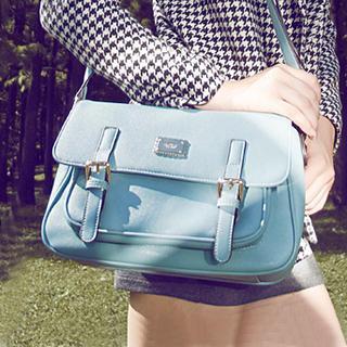 Buckle-accent Crossbody Bag Light Blue - One Size