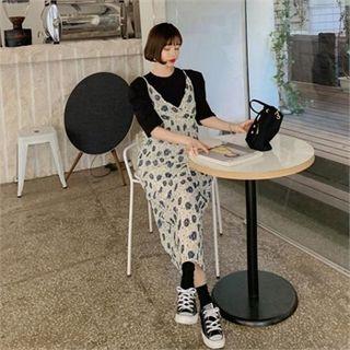 Sleeveless Floral Chiffon Long Dress