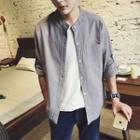 Stand-collar 3/4-sleeve Shirt