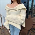 Off-shoulder Loose-fit Sweater Almond - One Size