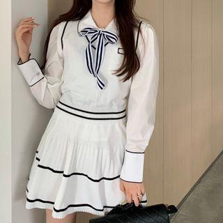 Plain Shirt / A-line Skirt / Sweater Vest