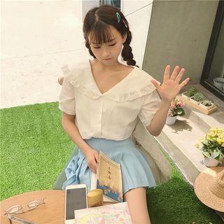 Frilled Trim Short Sleeve Shirt