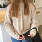 Long-sleeve Buttoned Reversible Knit Top