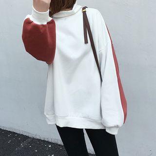 Mock-neck Two-tone Sweatshirt